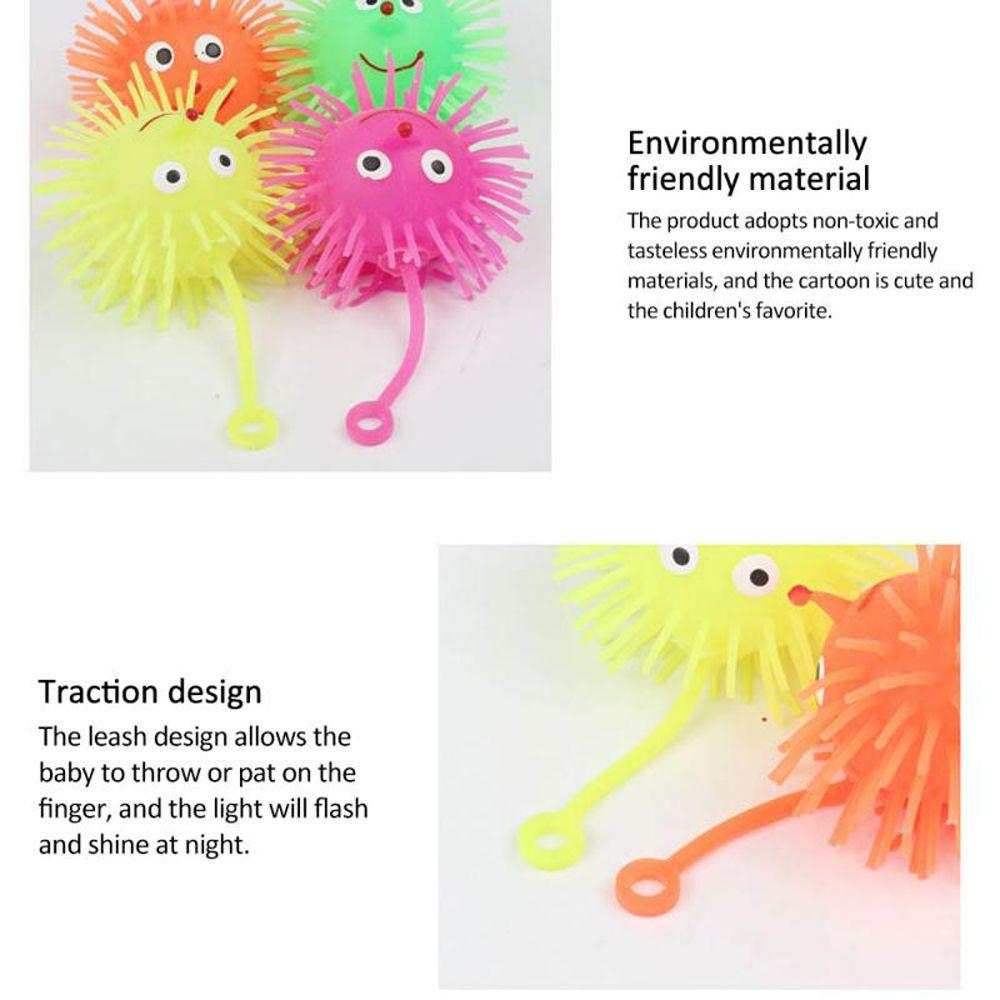 Random Baby Elastic Toy Vent Ball Glowing Hair Flash Ball Elastic Glow Hair Ball LED Light Up Toy