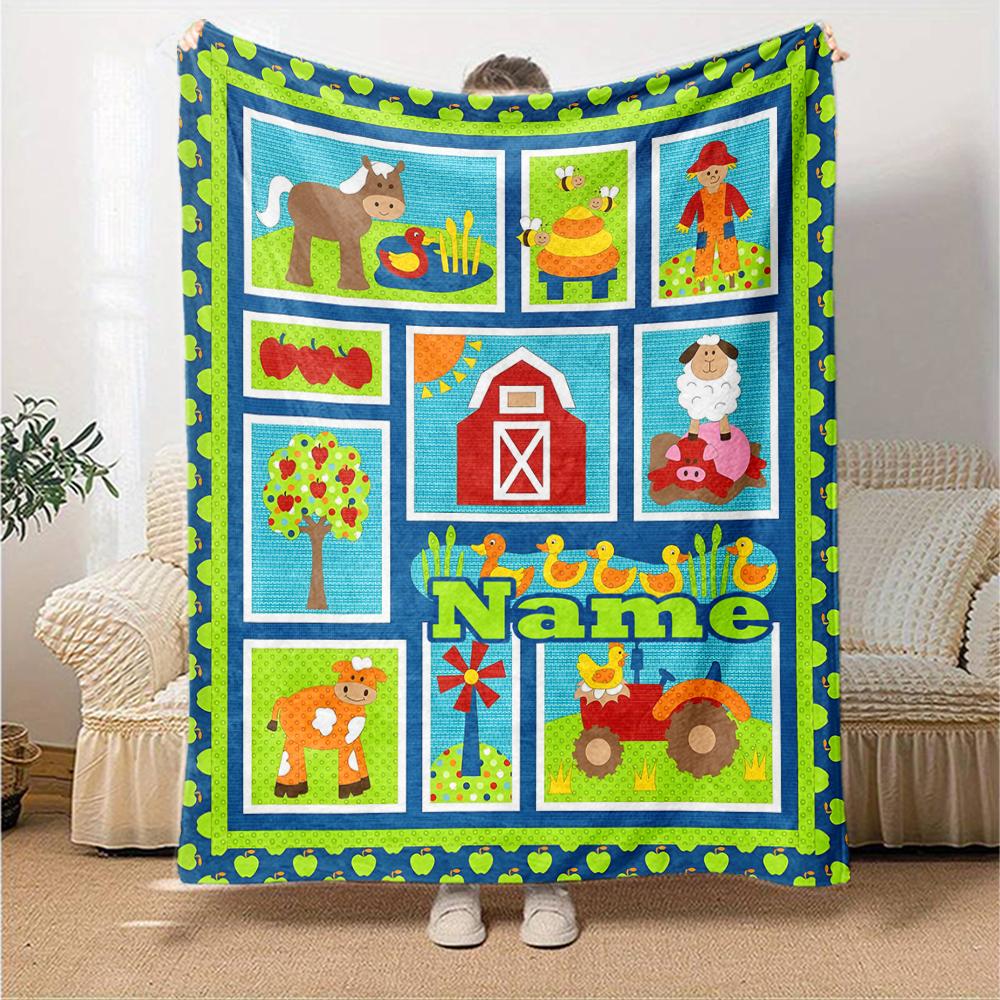 Custom Name Cute Cars Theme Printed Blanket - Perfect for Couch, Bed, Travel & Outdoor Use | Machine Washable, Cozy & Durable.
