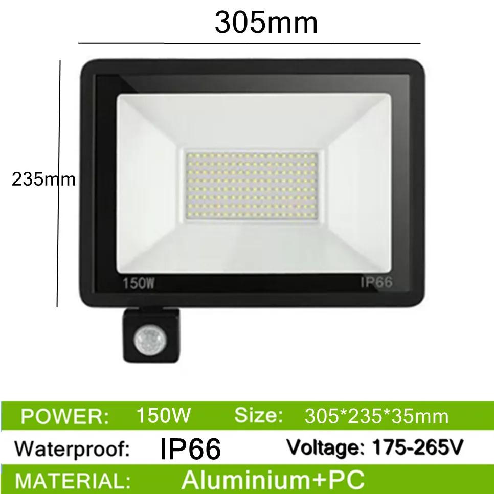 AC220V PIR Motion Sensor LED Flood Light IP66 Waterproof 200W 150W 100W 50W 30W LED Hanging Exterior Outdoor Wall Lamp Spotlight