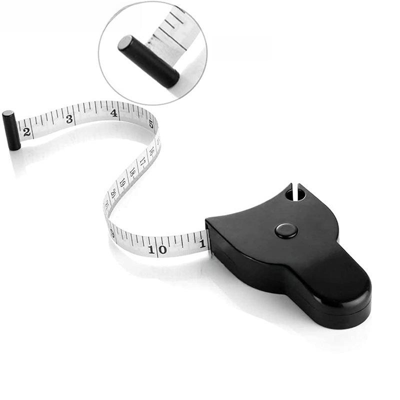 High-Precision Waist, Hip, and Bust Leather Tape Measure with Handle and Torch, Black