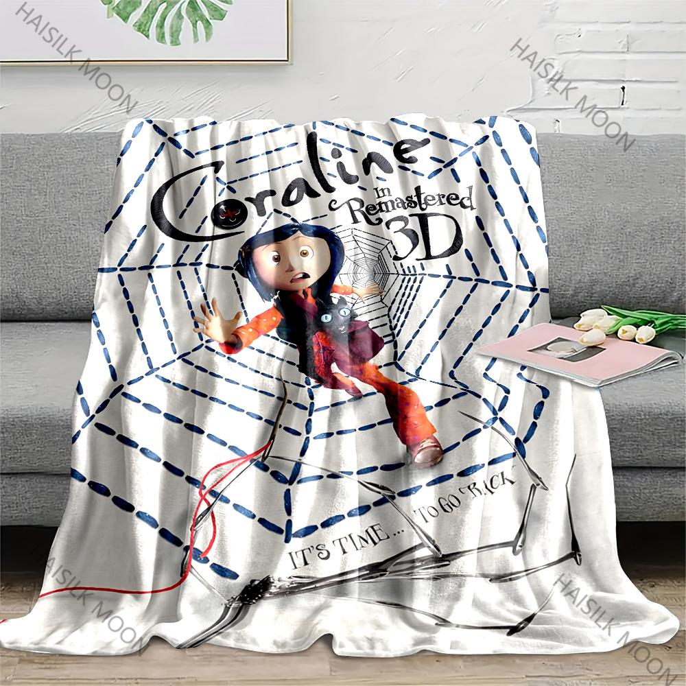 17 Styles Cartoon Soft Flannel Fluffy Throw Camping Blanket with C-C0raline Printed for Children Sofa Thin Blanket Fashion Gift