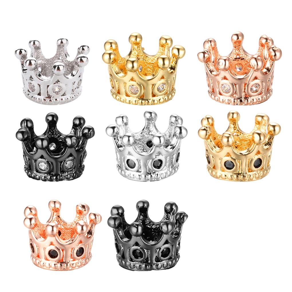 Crown Beads for Bracelets Making Large Hole Spacers Bracelet Charms Crystal Decor with Rhinestones Ornaments for DIY Jewelry
