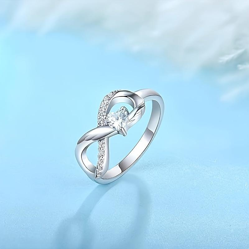 S925 Sterling Silver Infinite Heart-shaped Zircon Rings for Women Forever Love Ring Fine Jewelry Gift