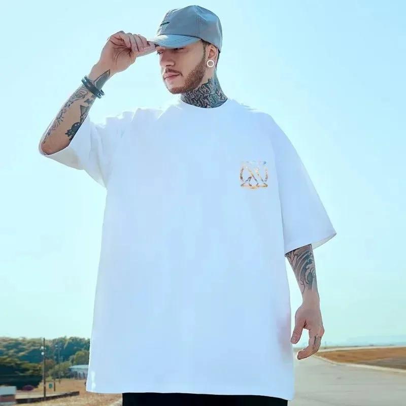New Painting Print Round Neck Short Sleeve T-shirt for Men and Women Cotton Large Loose Casual Short Sleeve Top Men Clothes