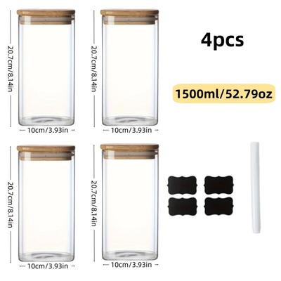 UOSU 1500ml Glass Food Storage Jar Set