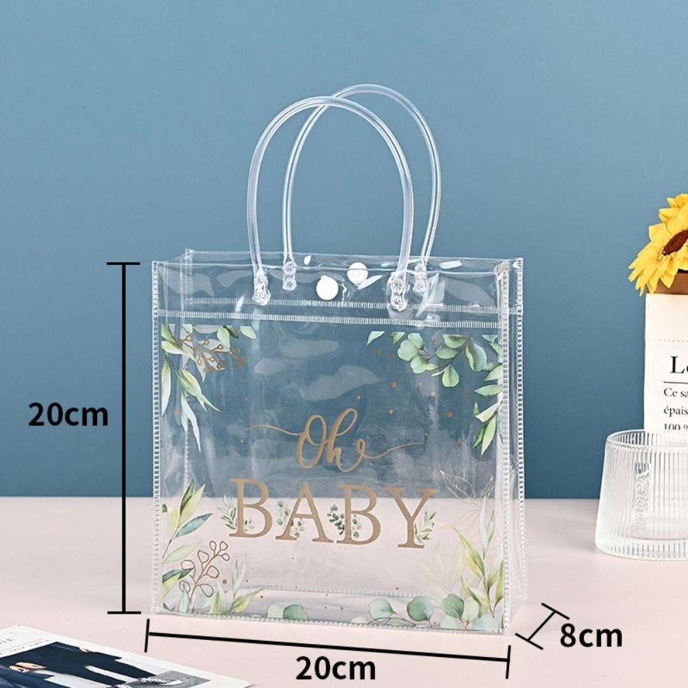 New PVC Clear Tote Bag Handle Large Capacity Transparent Shopping Bags Transparent Hand Gift Bag