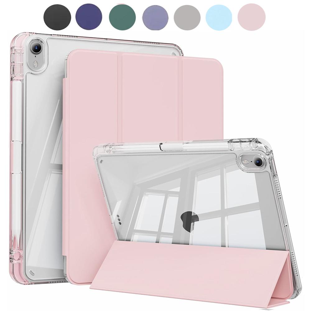 

case For iPad mini 6 7 Case with Pencil Holder, Hard Clear Transparent Back & Soft TPU Shockproof Frame Cover, Auto Sleep/Wake For iPad Mini 7 2024
