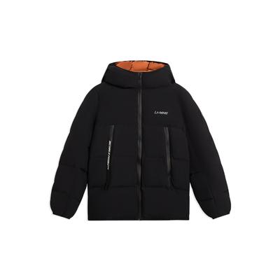 Li Ning Short Entraînement Chaud à Capuche Sports Couleur Unie Manches Longues Doudoune Homme Vestes Noir AYMS377-2