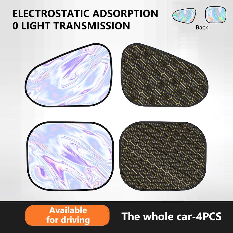 Electrostatic Sun Visor for Car Side Window 4-Layer Sun Shade Curtains Anti-Glare UV-Blocker Auto Sun Protection Cover