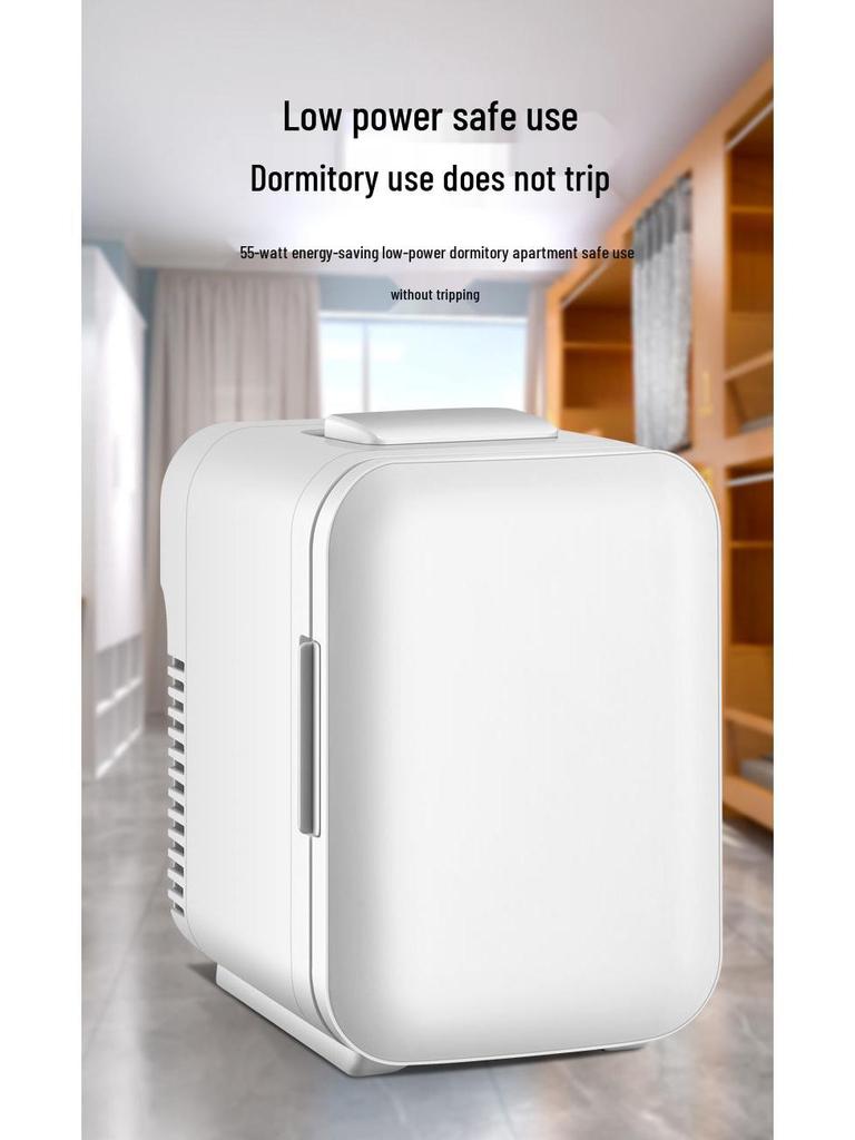 Compact Dual-Function Mini Fridge for Dorms, Bedrooms, and Cars - Ideal for Personal Use and Cosmetics.