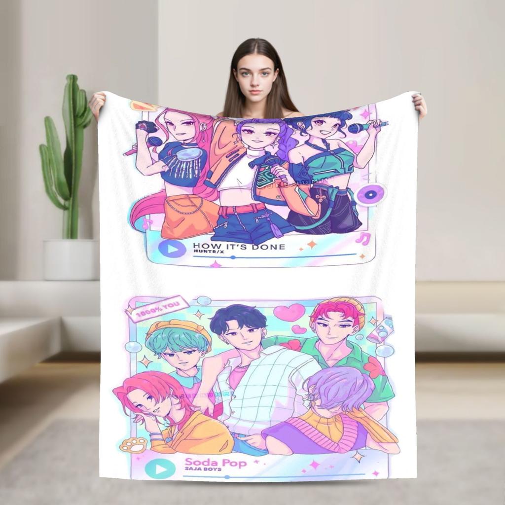 K-KPop Demons Hunters Blanket  Soft Fluffy Plush Throw Blanket For Children Living Room Flannel Bedspread Bed Cover