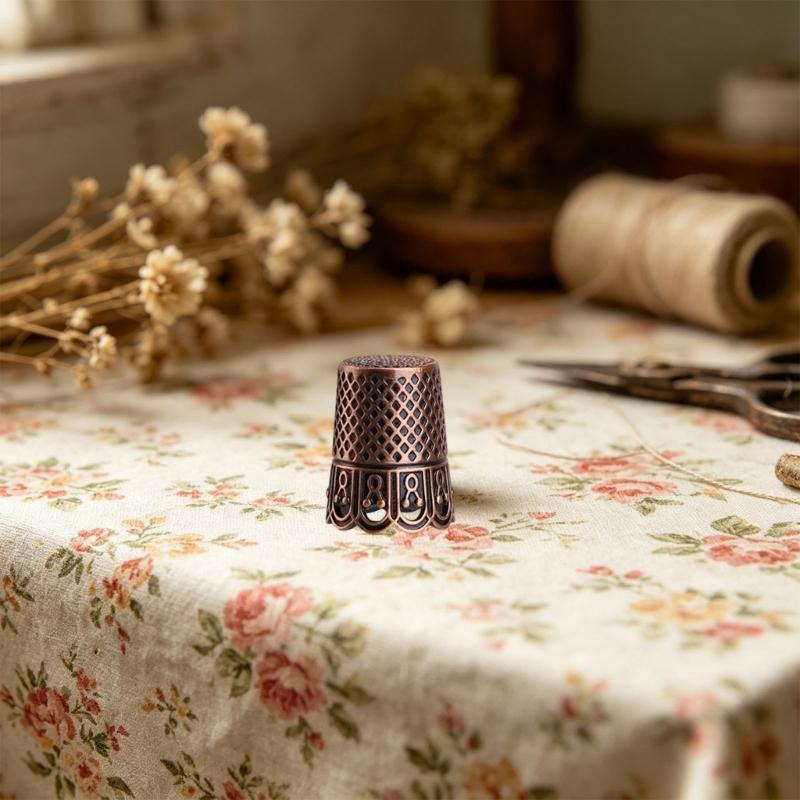 Elegant Metal Thimble With Awl And Needle Holder For Sewing Projects