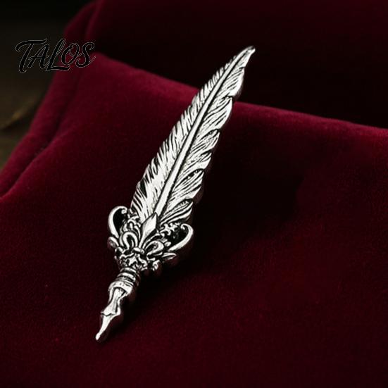 Alloy Feather Jewelry 1/2Pcs Vintage Brooch for Men, Silver Lapel Jewelry, Clothing Decoration Pin Decorative Badge Clothes Bag Hat Scarf Suits Shape