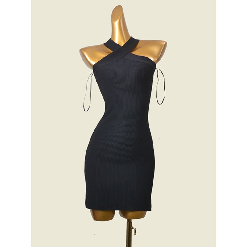 California Fashion Card Cross-Halterneck Bodycon Dress Fashion Wind Sexy Slim Thread Knitting Dress