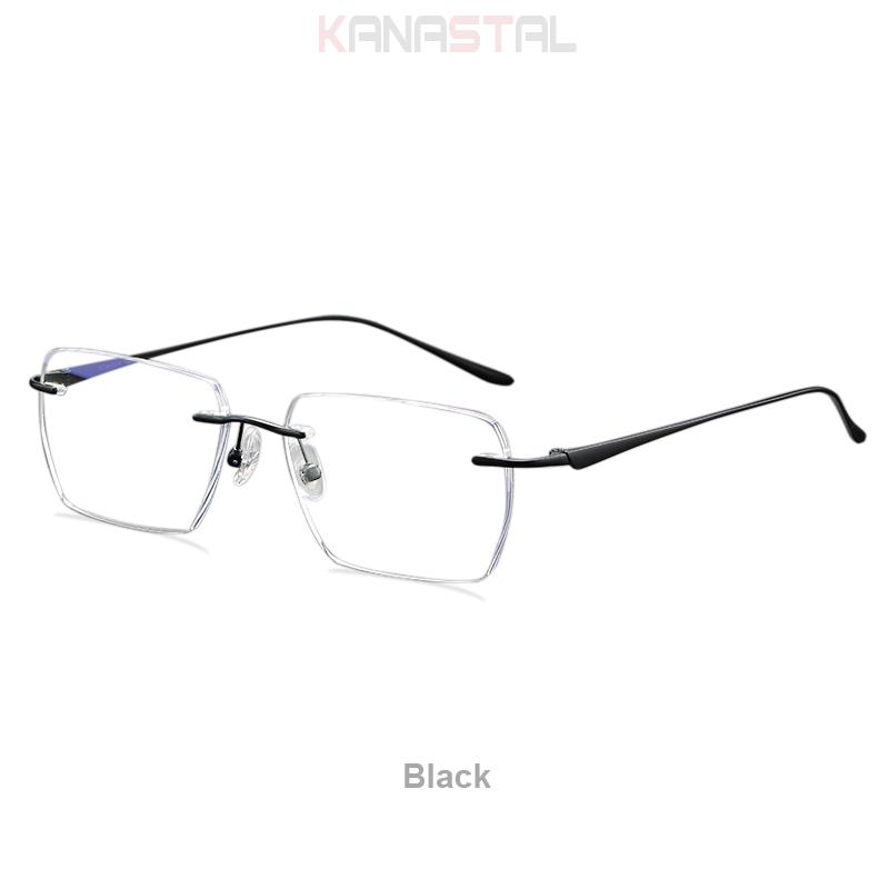 Men Ultralight Pure Titanium Frameless Eyeglasses Women Blue Light Blocking Business Glasses Prescription Myopia Reading Eyewear чёрный