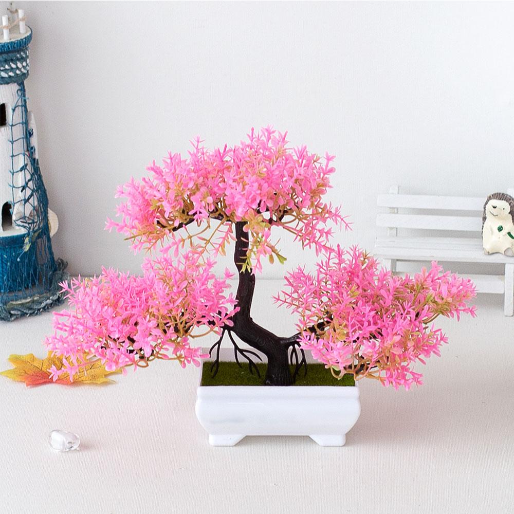 Artificial Plastic Plants Bonsai Small Tree Pot Potted Flower Garden Fake Plant Arrangement Ornaments Room Home Table Decor