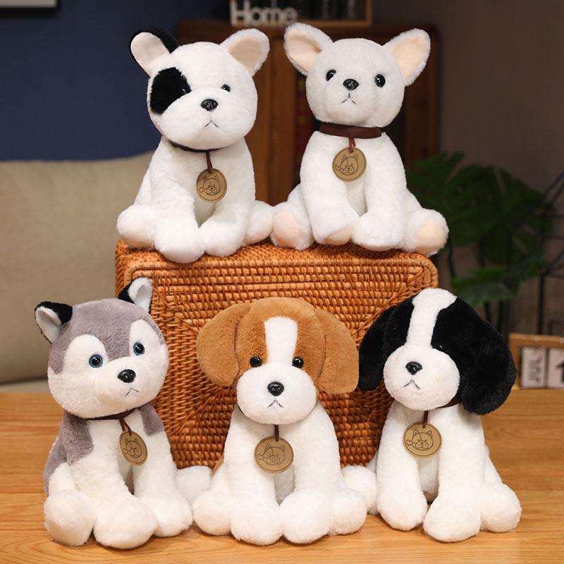 25cm Carino Realistico Cucciolo di Cane Peluche Simulazione Bulldog Chihuahua Pastore Tedesco Foxhound Schnauzer Husky Animale di Peluche Bambola