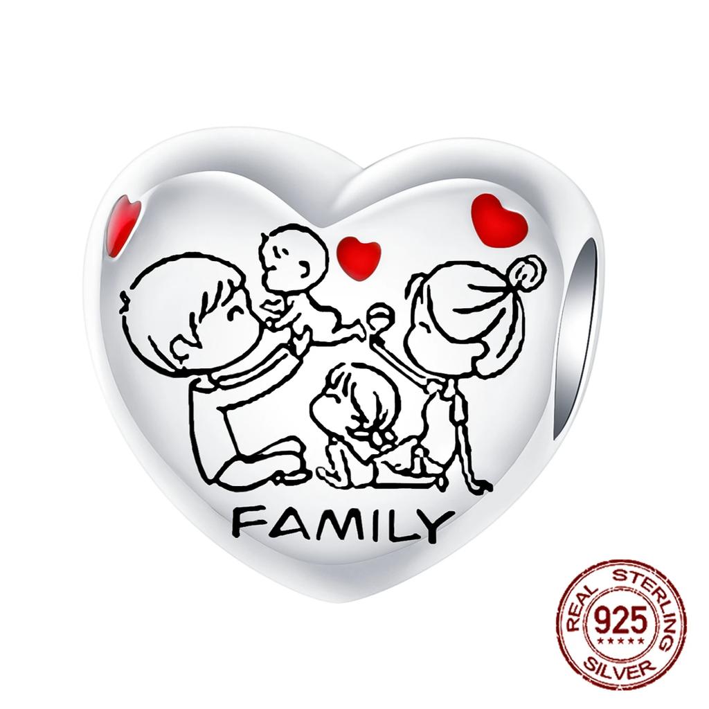 925 Silver Family Grandma Love You Mother Beads Pandent Charm Fit 4MM Hole Diameter Bracelet DIY Bead Ms Jewelry Gift