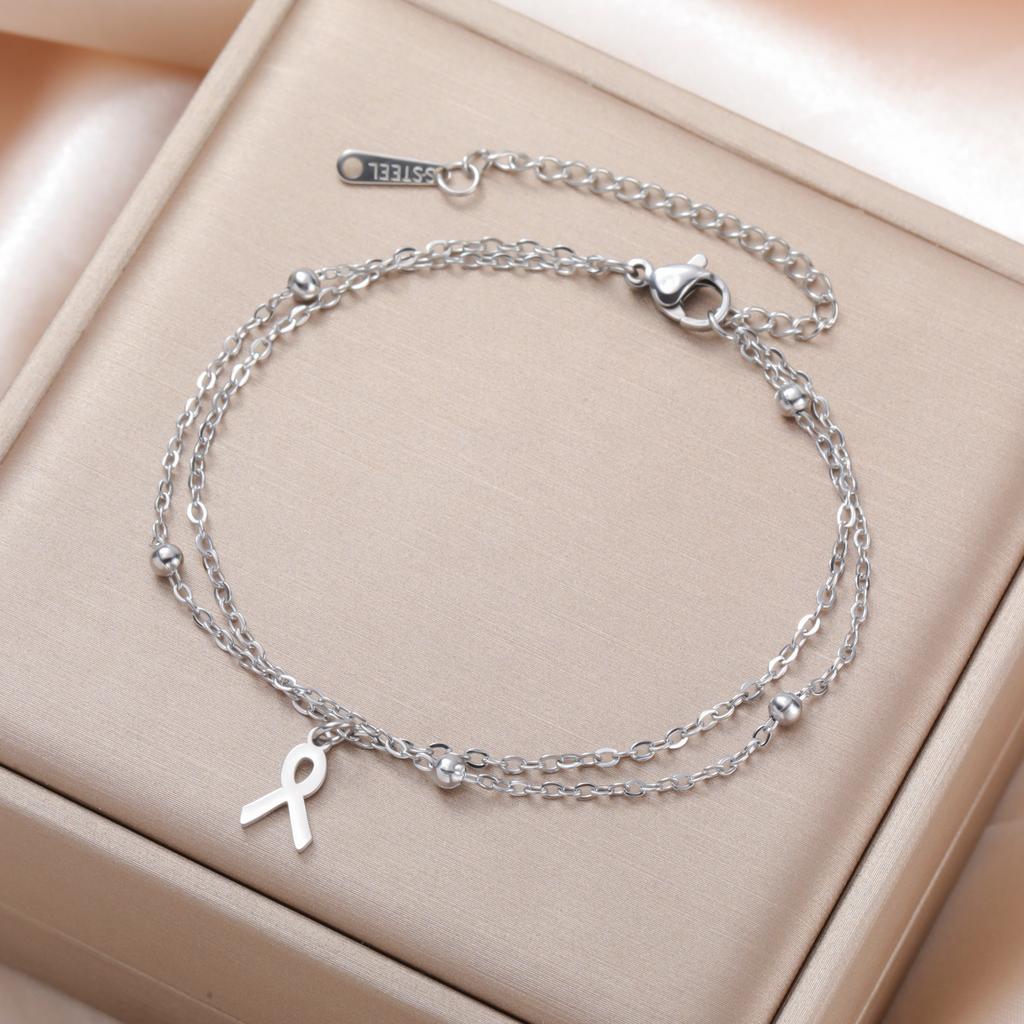 My Shape Women Breast Cancer Awareness Bracelets Stainless Steel Hand Chains Adjustable Chain Safety Blessing Lucky Jewelry Gift