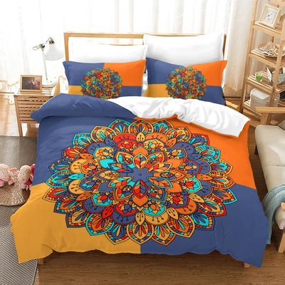 Bohemian Mandala Duvet Cover Set  Size Boho Style Chic Luxury Soft Polyester Quilt Cover for Women Orange Multicolor