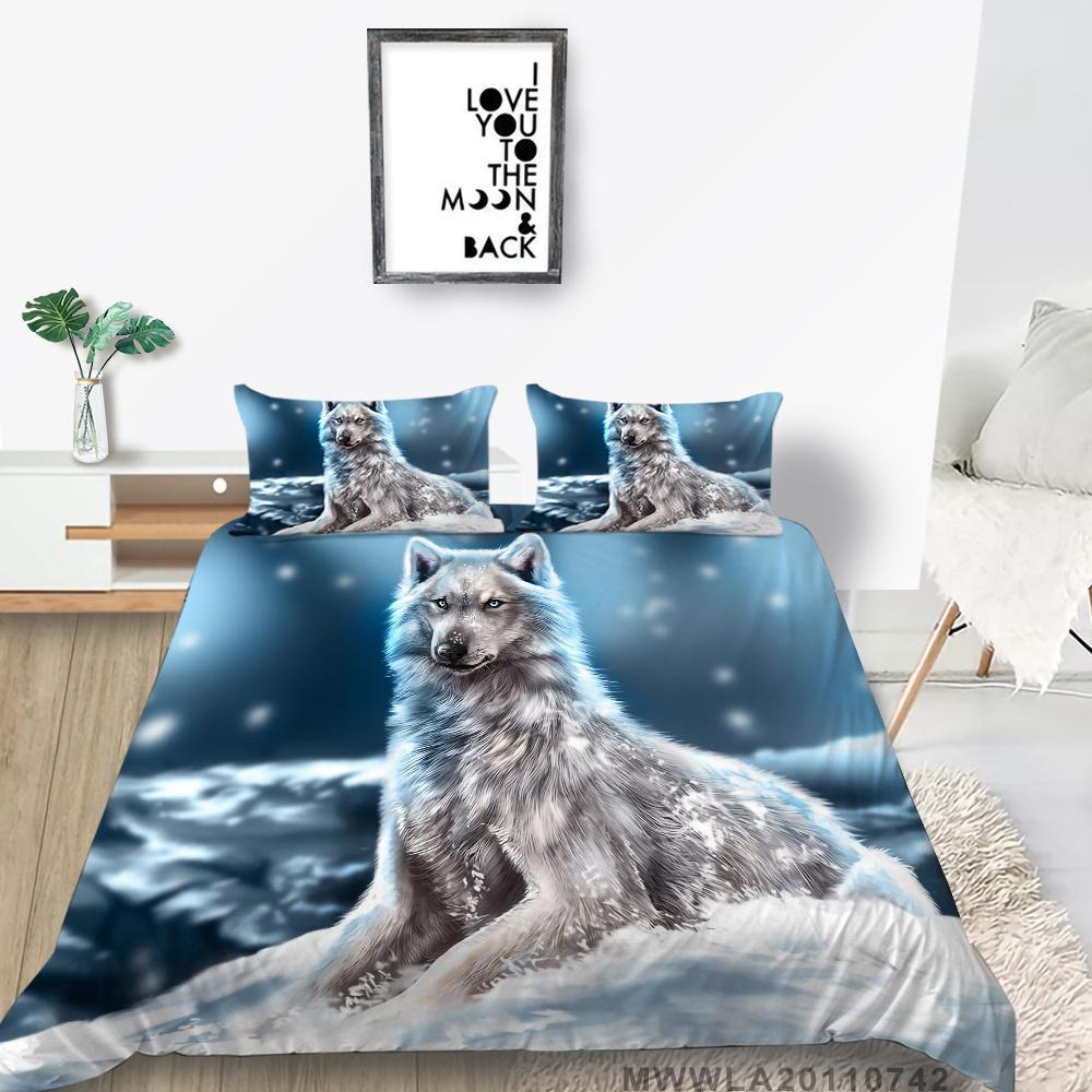 2023 New Style 3D Luxury Style 2/3PCS Bedding Suit Bed Comfortable Duvet Cover Set Wolf Printed Home Textiles Polyester Boy Gift