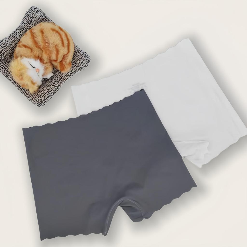 Women's Breathable Seamless Safety Pants, Mid-Waist, Pure Cotton Crotch, Korean Style, Solid Color, Anti-Exposure Underwear.