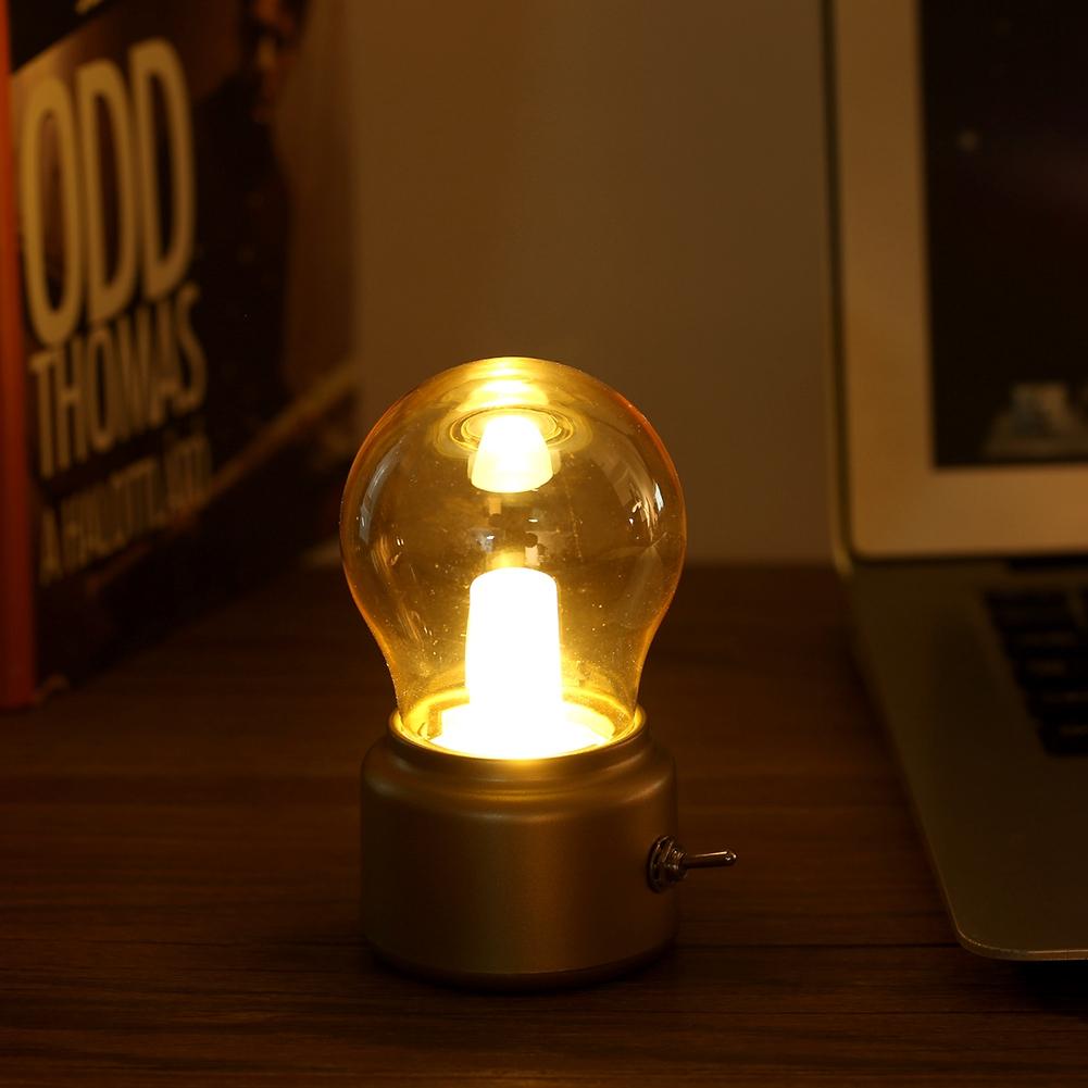   Retro LED Night Light USB Rechargeable Night Light Gold