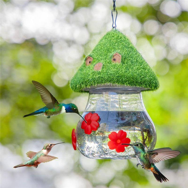M-Modern-Bird Feeder,Garden Bird Feeders For Outdoors Hanging,3 Petals Decorated With Water Spout Bird Water Easy Install Colore