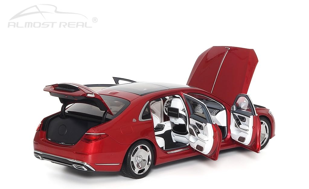 Téměř skutečný Maybach 2021 Patagonia Red Scale dokončený tlakově litý vůz 820119 S-Class – 1/18