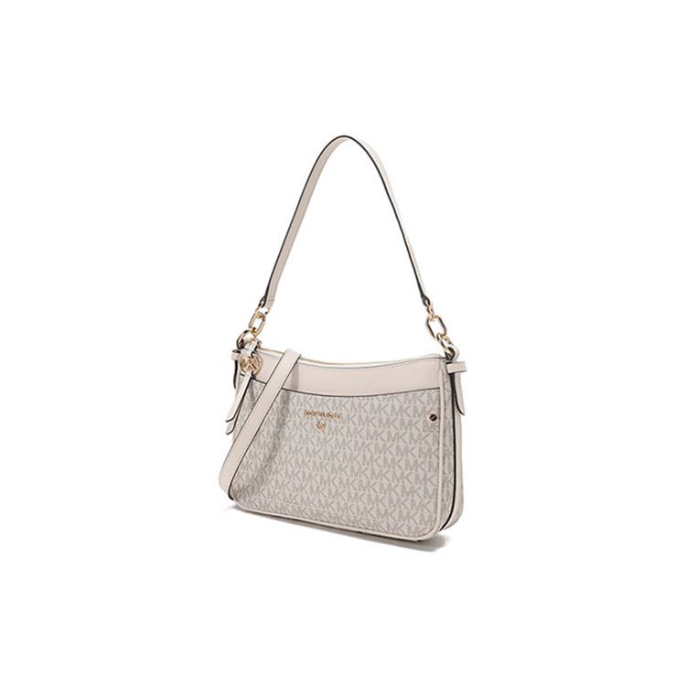 Michael Kors MK Jet Set Charm Monogram Commuter Fashion Faux Leather Shoulder Bag Women Shoulder Bag Vanilla-White 32S1GT9C8B-VAN-CREAM