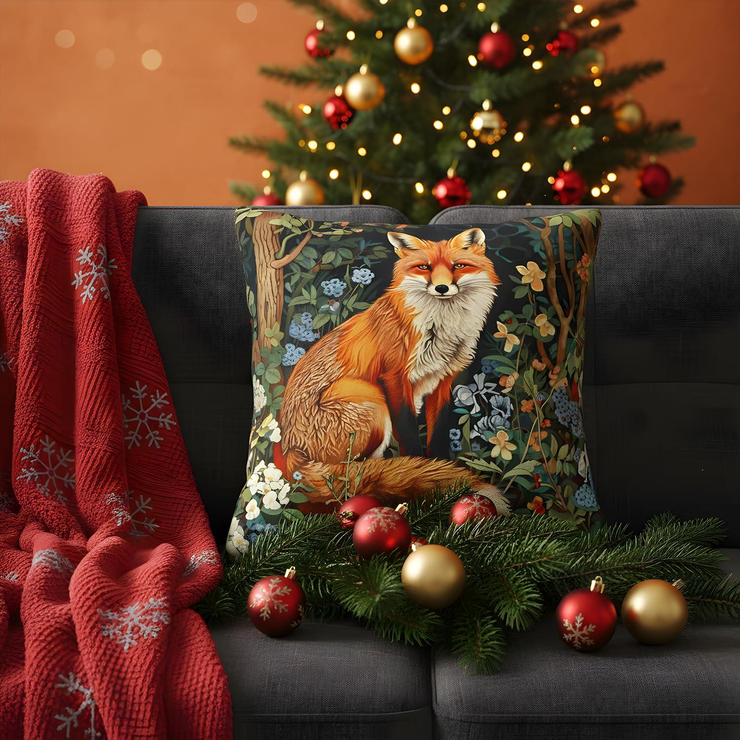 Monika Chen Unisex Vikama Vintage Forest Fox William Morris Style Printing Throw Pillow Cover Fashion Case Bedroom Fashion Pillows