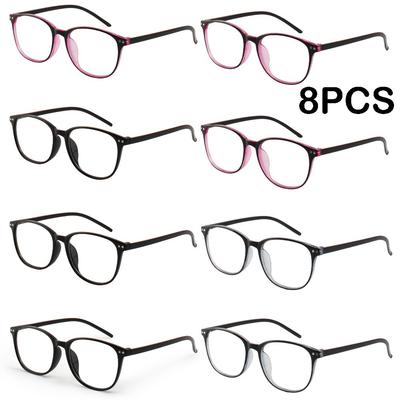 8PCS Reading Glasses Lightweight Anti Eyestrain Fashion Computer Presbyopic Glasses For Women Men
