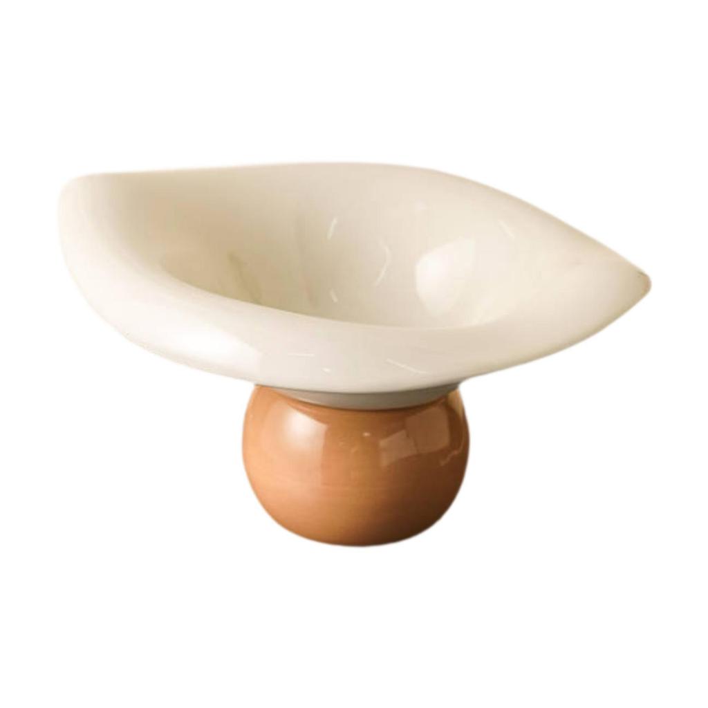 Pedestal Fruit Bowl Fruit Dish Ceramic Food Plate Multipurpose Serving Bowl Tray Snack Nut Tray for Candy Bread Vegetable