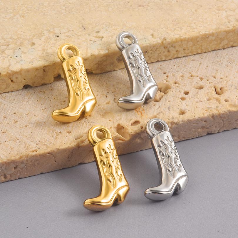 4pcs Mix Boots Pendants For Jewelry Making Supplies Clothing Accessories Stainless Steel Charm Bulk DIY Keychain Necklace Charms