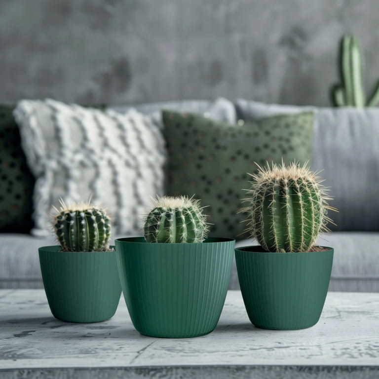 Green Plastic Flowerpot 138x115 Cm, Ribbed Cover Lamia