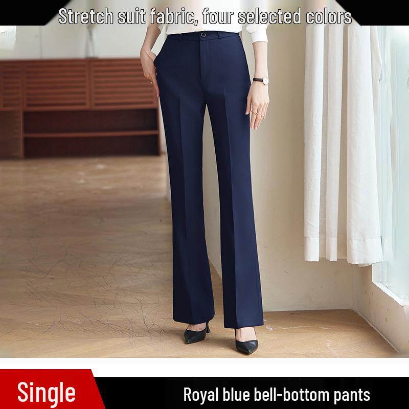 Dark Blue Women s Micro-Flare Formal Trousers - 2025 Spring/Summer/Autumn Office Wear XL