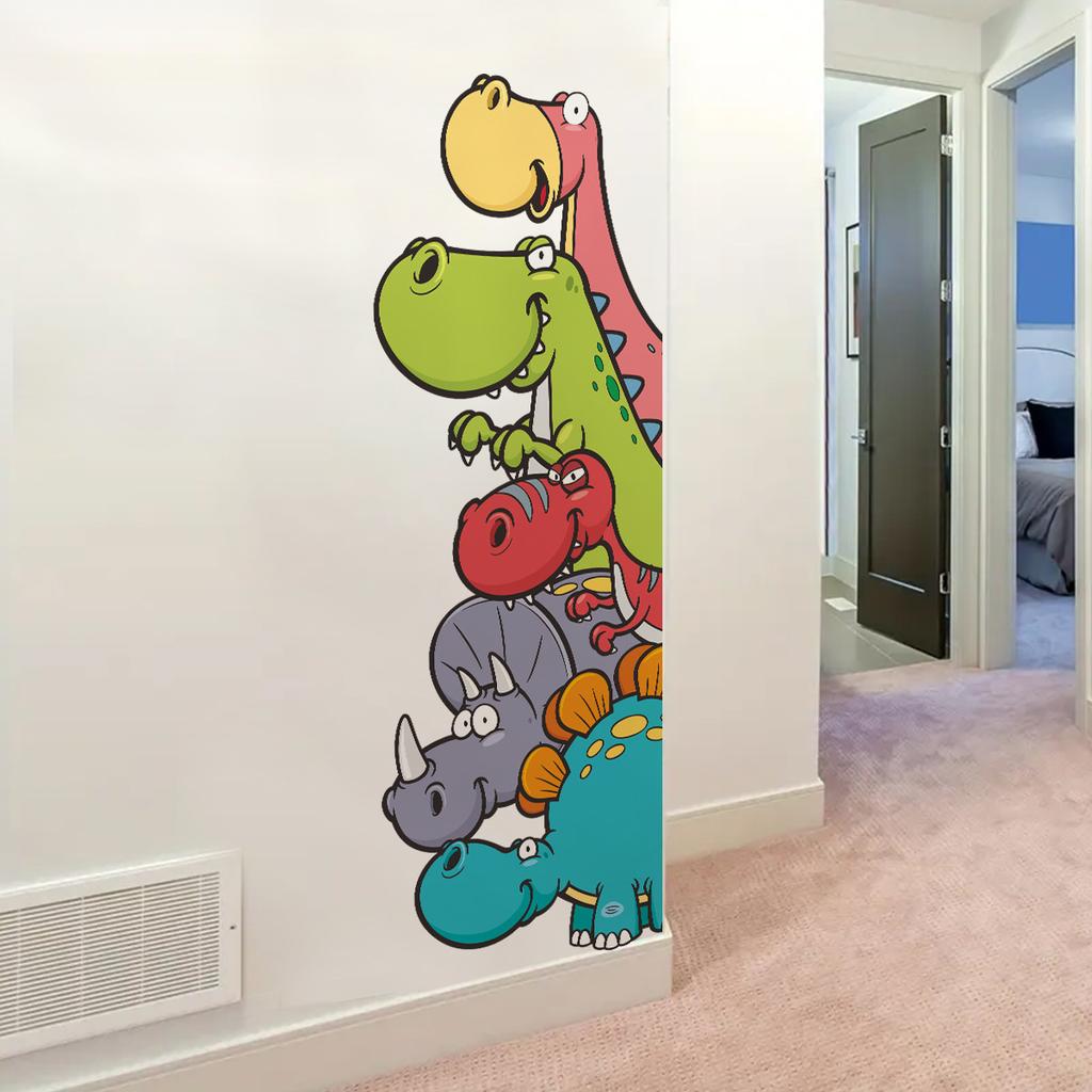 Cartoon Dinosaur Wall Stickers for Children's Room Bedroom Wall Decoration, Cute Self-adhesive Wall Stickers