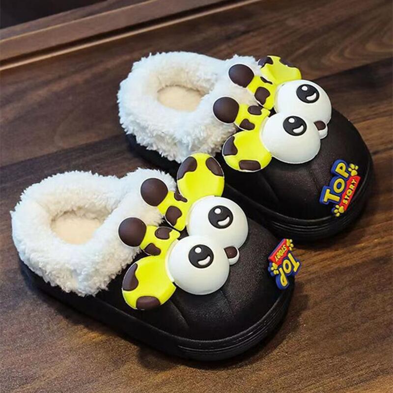 Historically Low Price New Children's Cotton Slippers Boys Indoor Waterproof Non-Slip Fleece-Lined Warm Furry Slippers Winter