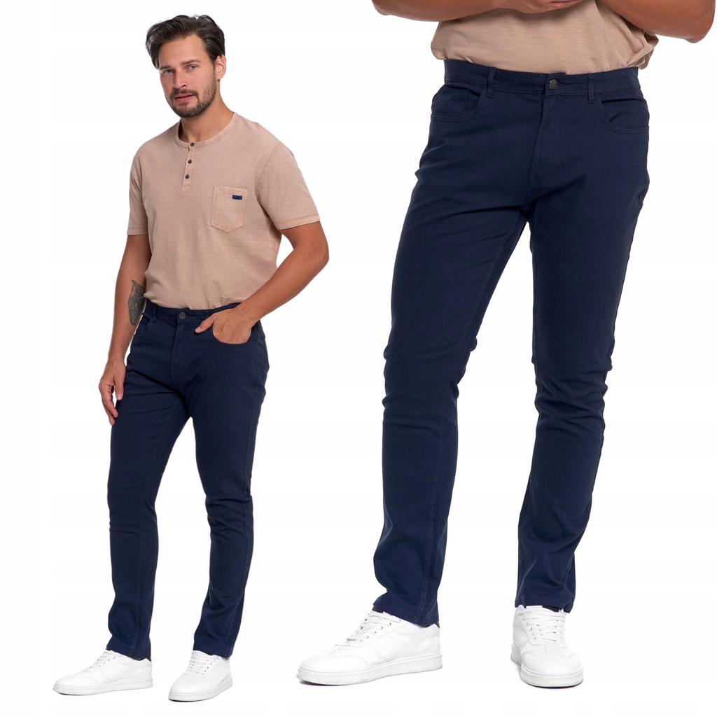 Men's Cotton Pants Classic Chino with Pockets Elegant MORAJ 34 NAVY