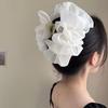 Double-Sided Large Bow Hair Clip for Women - Mesh Shark Clip with Floral Design