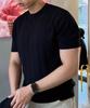 HERVINO Cable Round Neck Muscle Fit Short Sleeve Knit [Black]