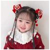 2pcs Flower Tassel Children Red Hairclip Hanfu Headdress Bow Wig Braid Hairpin New Year Headwear