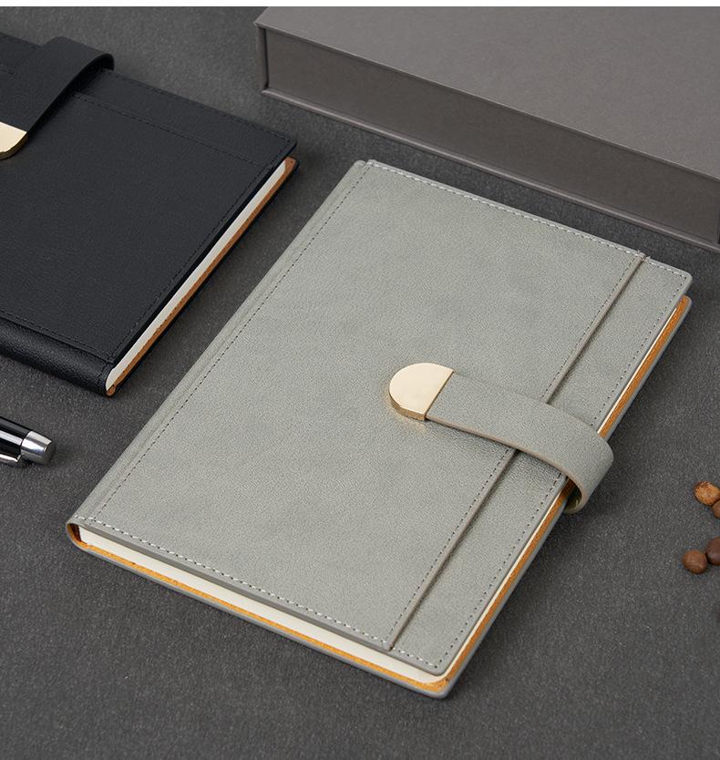 Buckle-Closure Imitation Leather Business Notebook with Logo Printing