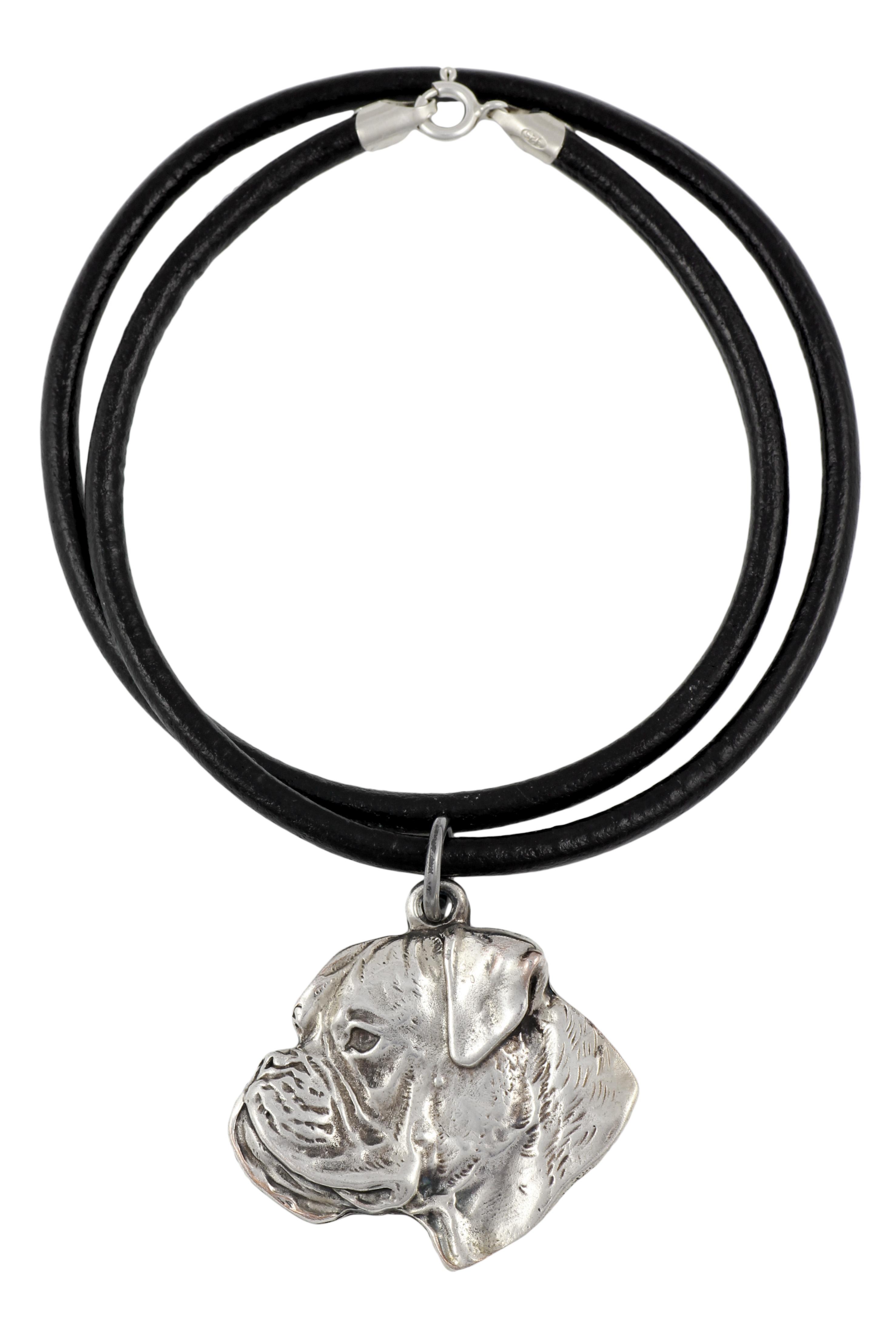 

Boxer, German Boxer III - Necklace with dog, silver-plated pendant for dog fan, unique jewelry by Art-Dog brand срібний