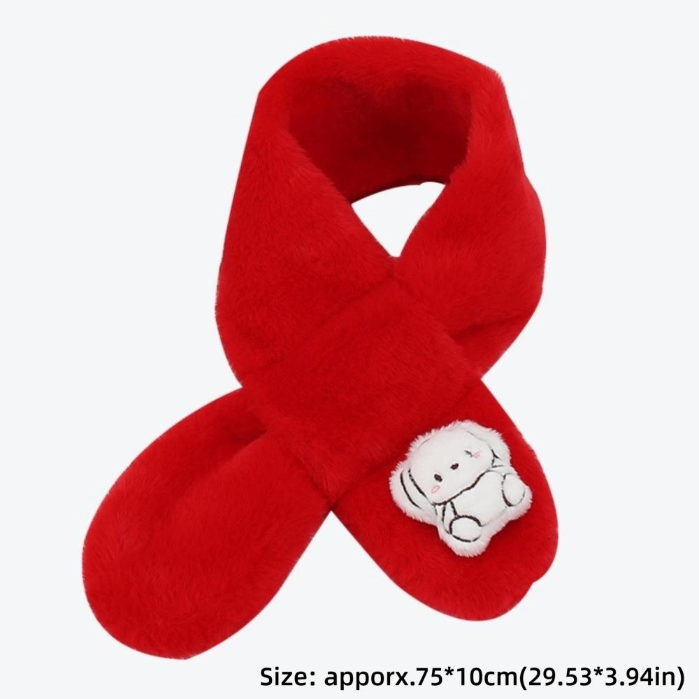Cartoon Cross Neck Scarf Plush Shawl Scarves Cute Children Winter Scarf