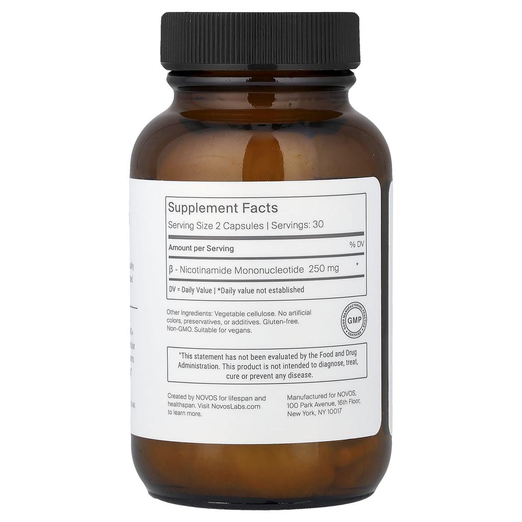 NOVOS, Novos Boost (NMN), 60 Capsules (125 Mg Per Capsule)