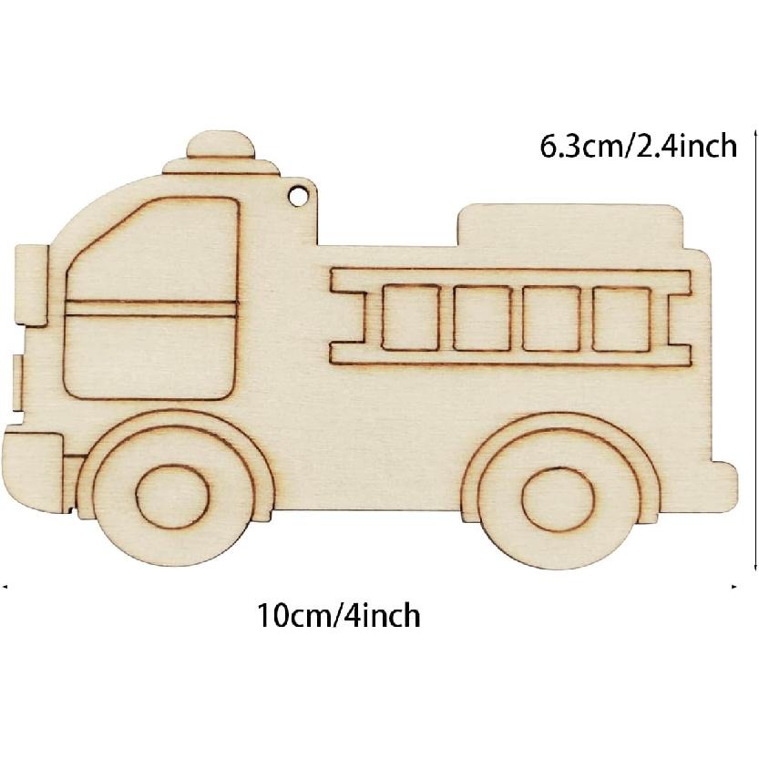 

Набор из 30 деревянных вырезок в форме пожарной машины, 4 дюйма - Незаконченные деревянные поделки в виде пожарной машины и подвесные украшения, бирки для подарков своими руками для украшения дома и вечеринки