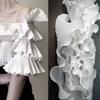 1 Yard Single Layer Pleated Wave 3D Ruffle Designer Fabric Tulle Lace Fabric For Patchwork Sewing Ruffle Applique Collar Decor
