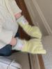 Women's Korean Style Colorblock Wool Long Gloves - Warm, Windproof, Five-Finger Design for Winter Cycling
