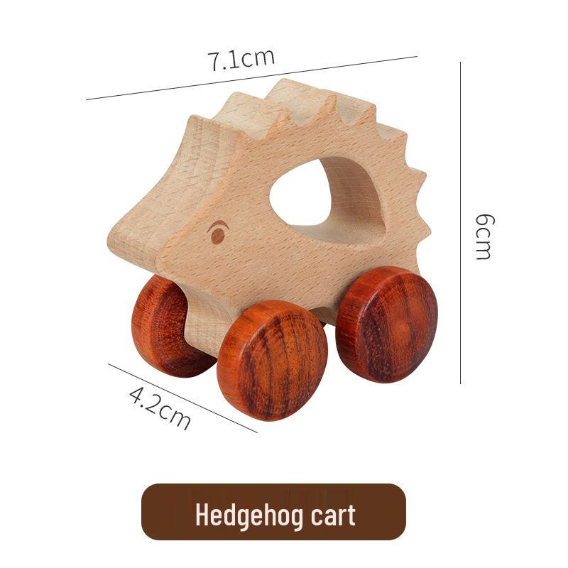 Beech Wood Toy Car - Original Inertia Push Car for Infants, Grasping Training, Solid Wood, Safe for Teething, Educational
